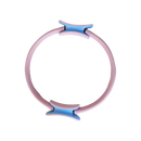 Anel de Pilates Yes4All para tonificação do corpo, em cores rosa e azul, usado para exercícios de Pilates e yoga.