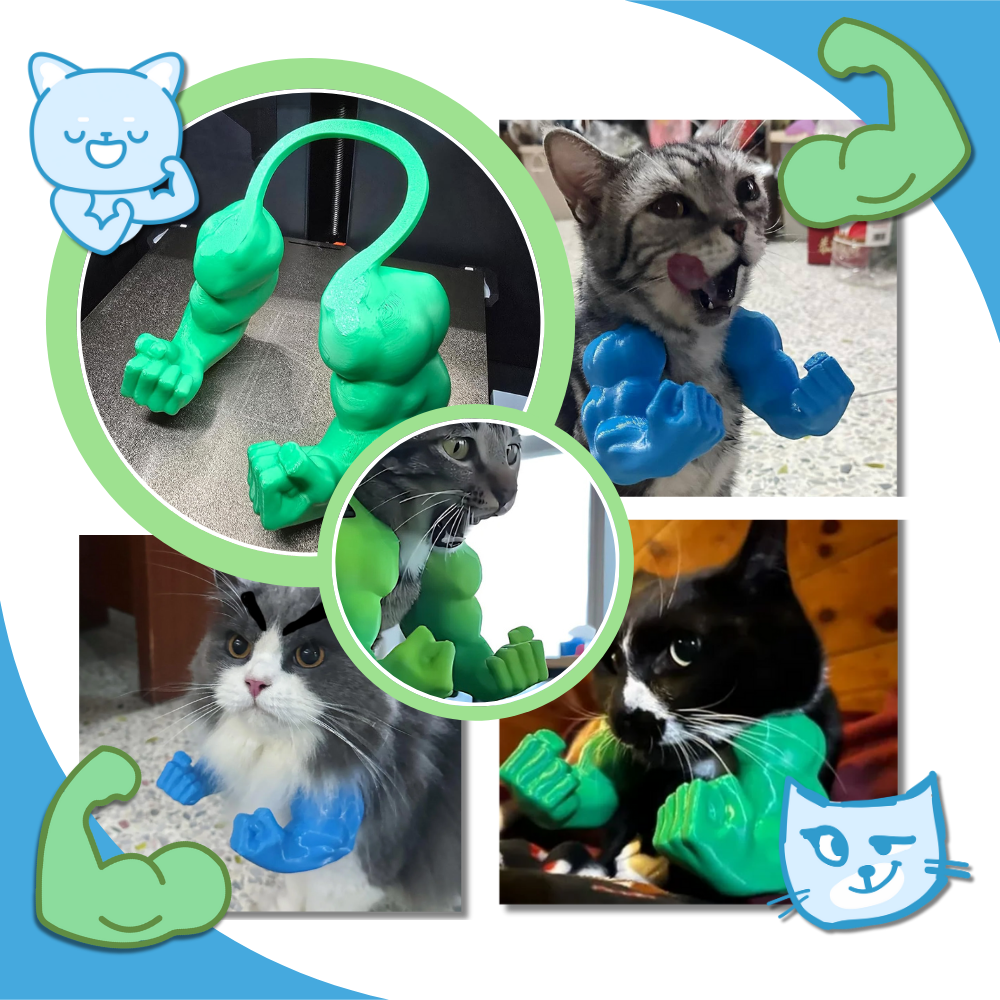 Fantasia de acessório para gatos, corpo de bodybuilder com músculos exagerados, da marca Freecozyer.