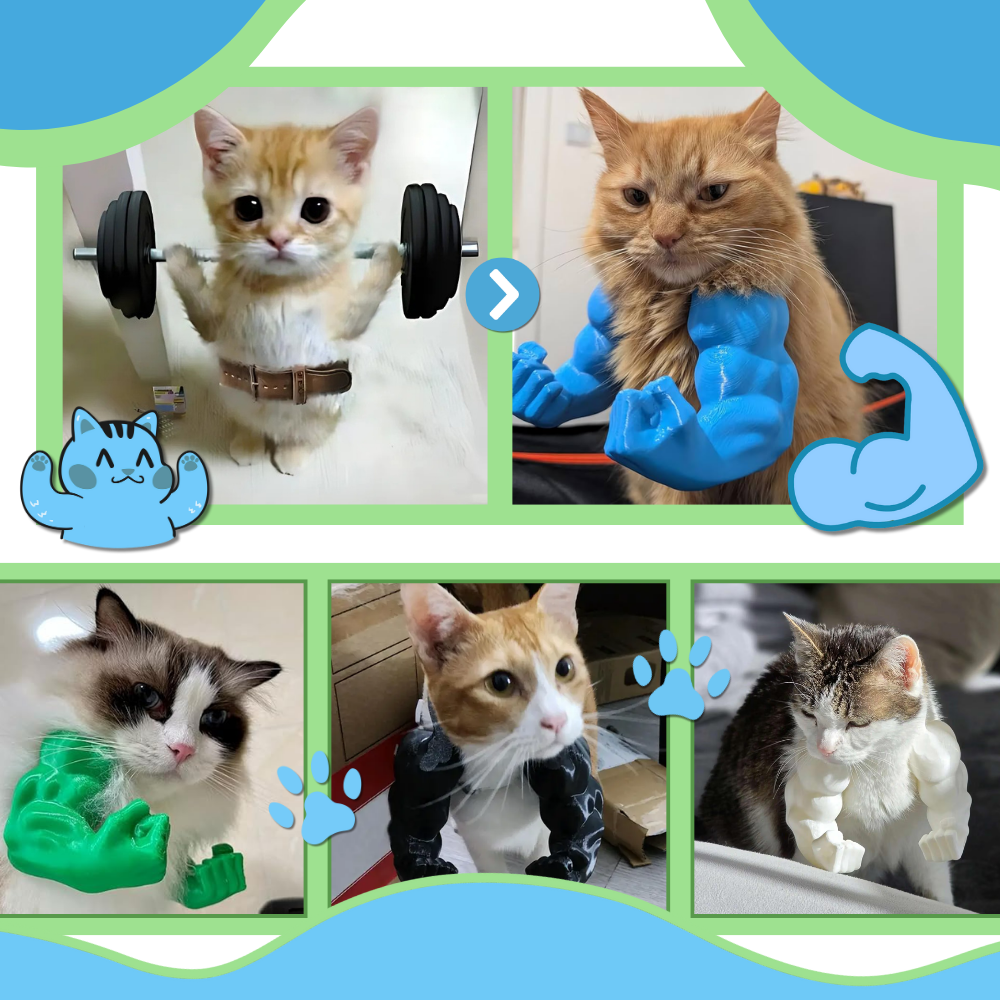 Fantasia de acessório para gatos com braços de bodybuilder, incluindo pequenos braços flexíveis para o gato da marca Freecozyer.