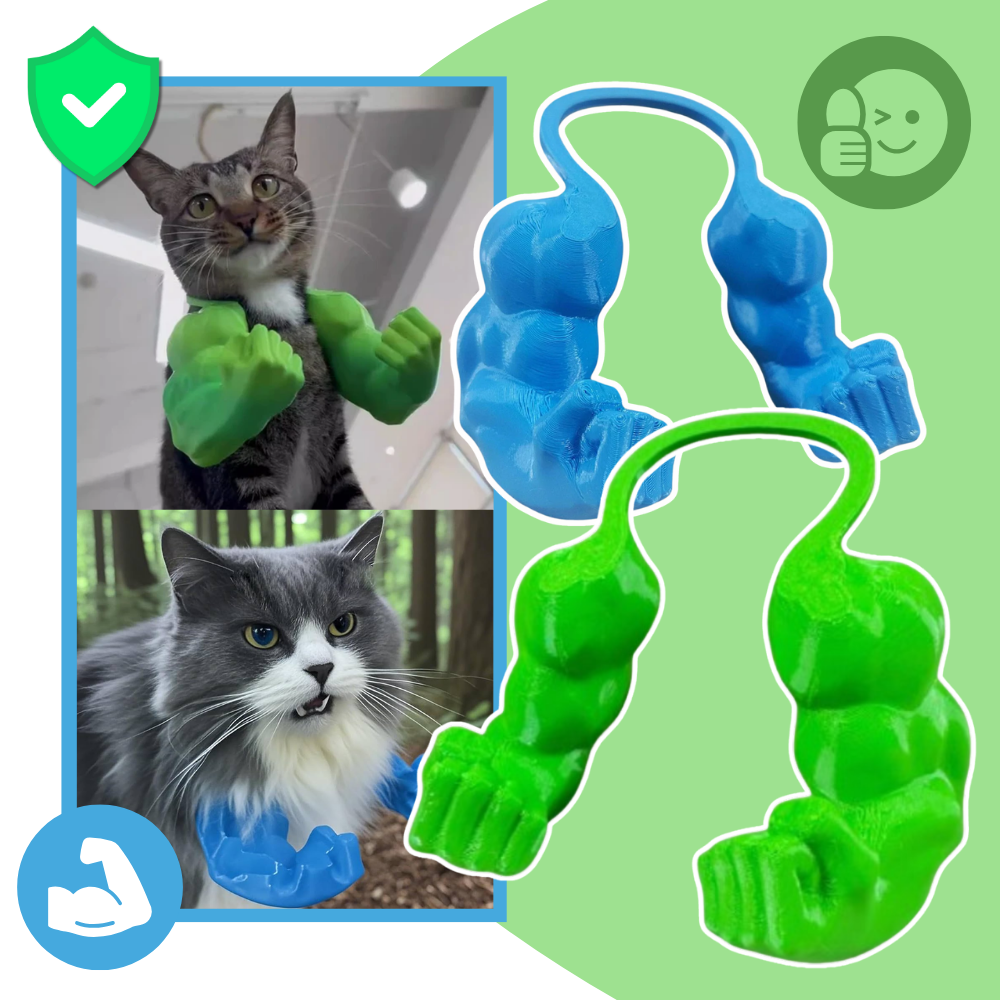 Acessório para gatos, fantasia de braço de fisiculturista, com design seguro e aprovado para diversão do seu gato.