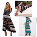 Robe longa boêmio com decote em V da Ozerty France, estilo maxi, tecido leve e ankle, ideal para looks elegantes e descontraídos.