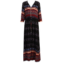 Robe longa estilo boêmio com decote em V preta da Ozerty France, tecido leve e fluido, ideal para ocasiões casuais e elegantes.