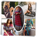 Robe longa boho com decote em V da Ozerty France, estilo maxi, tecido leve e elegante, ideal para looks descontraídos e sofisticados.