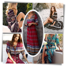 Robe longa boho com decote em V da Ozerty France, estilo maxi, tecido leve e elegante, ideal para looks descontraídos e sofisticados.