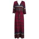 Robe longa boêmia com decote V em tom vermelho, estilo casual e confortável, da marca Ozerty France.