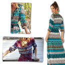 Robe longa boho com decote em V, mangas longas e estilo boêmio, da marca Ozerty France.