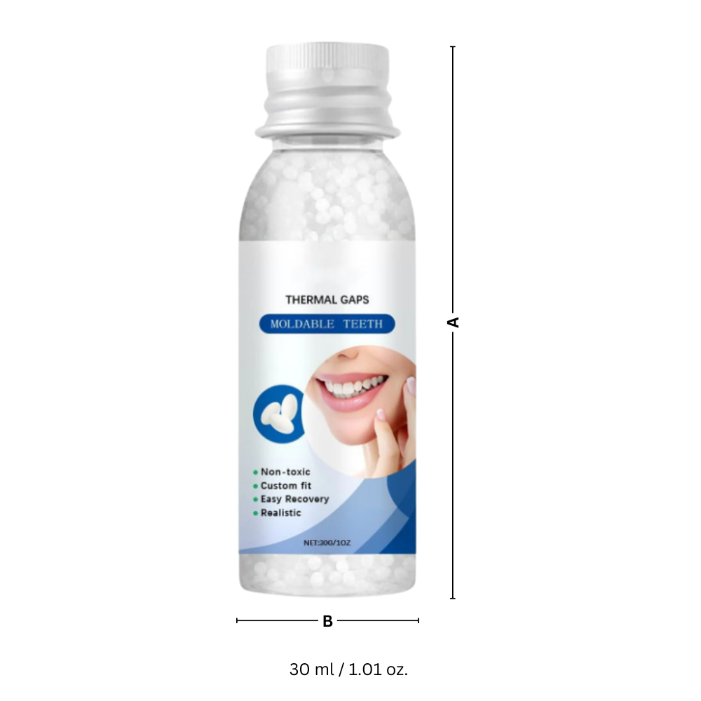 Kit de falsas dents reutilizáveis da Bouanq, com molde para cuidados bucais e aparência realista, ideal para diversão ou proteção.