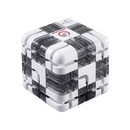 Cubo labirinto Brain Builder da Shuwnd com peças em branco e cinza, quebra-cabeça 3D para estimular a mente e habilidades de resolução.