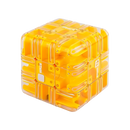 Cubo labirinto Brain Builder da Shuwnd, quebra-cabeça 3D com bola amarela, desafio de raciocínio e habilidade mental.