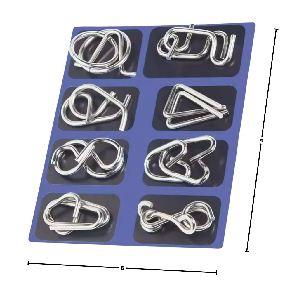 Quebra-cabeça de metal da marca Natefemin, jogo de puzzle cerebral com peças entrelaçadas para desafiar a mente.