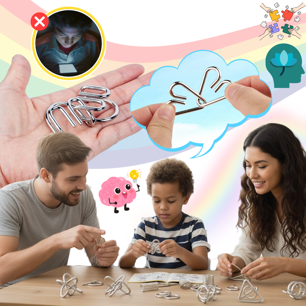 Quebra-cabeça de metal Natefemin, jogo de puzzle cerebral com trava, ideal para estimular a mente e desafiar habilidades de raciocínio.