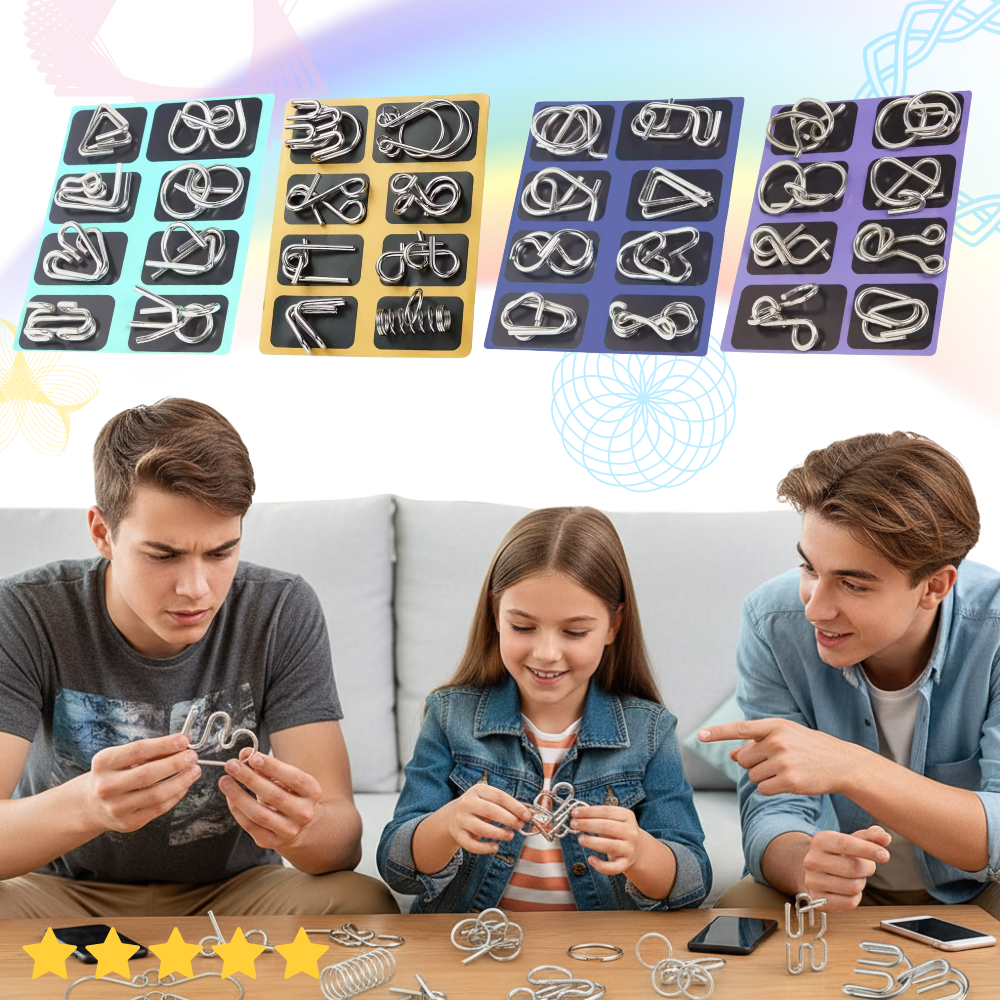 Quebra-cabeça metálico Brain Tease Lock da Natefemin, jogo de puzzle com peças de metal interligadas e design desafiador.