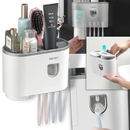 Suporte de distribuidor de dentifrífico todo-em-um da Brandslc, acessório para cuidados bucais, com design prático.