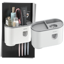 Suporte de distribuidor de dentifrício Brandslc, suporte tudo-em-um para cuidados bucais, com compartimento para pasta de dente.