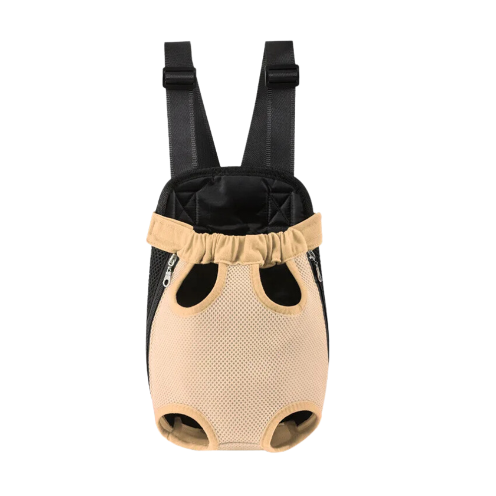 Saco de transporte respirável para gatos e cães da marca Anself, em cor bege, com espaço para animais de estimação.