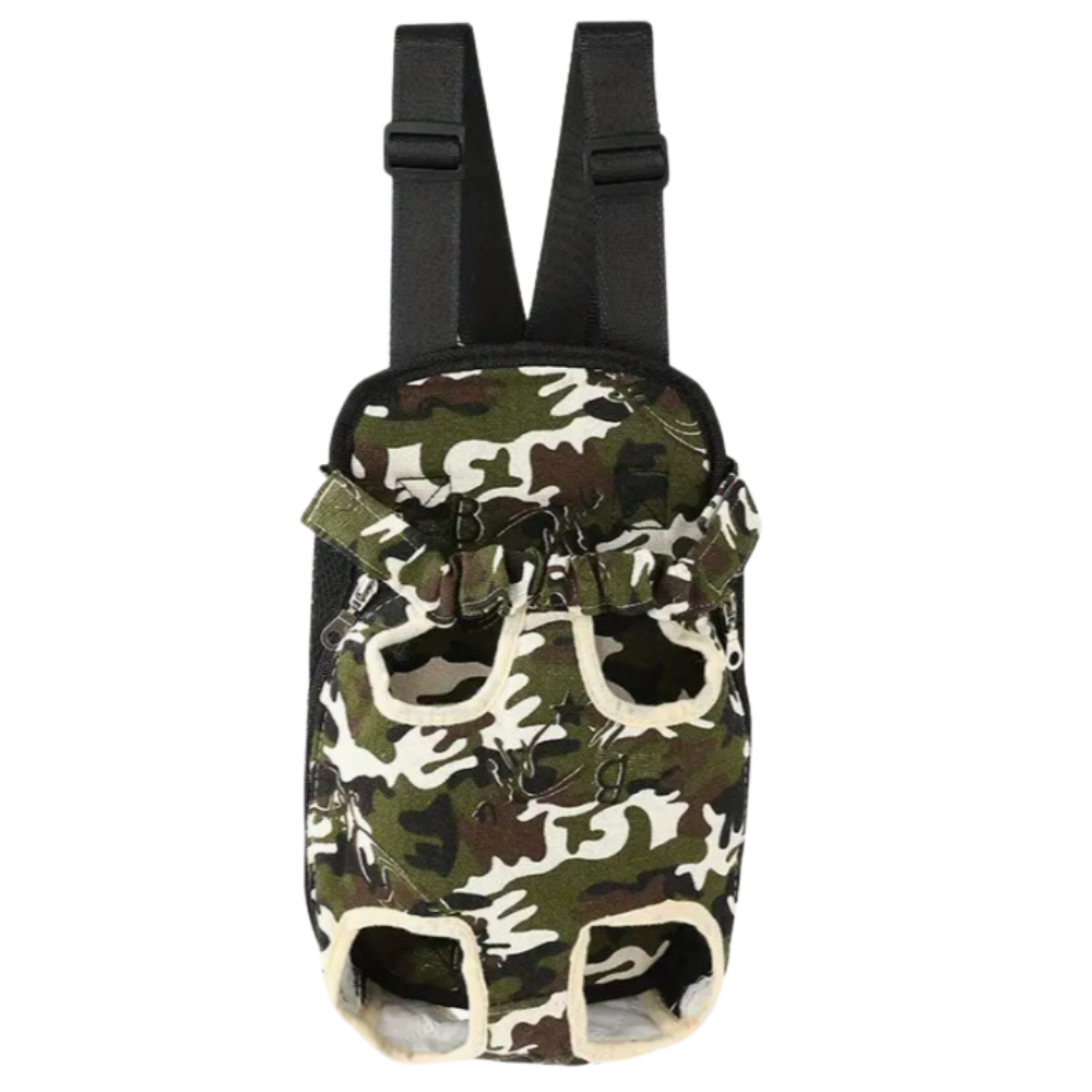 Saco de transporte respirável para gatos e cães da marca Anself, com design de camuflagem em lona.