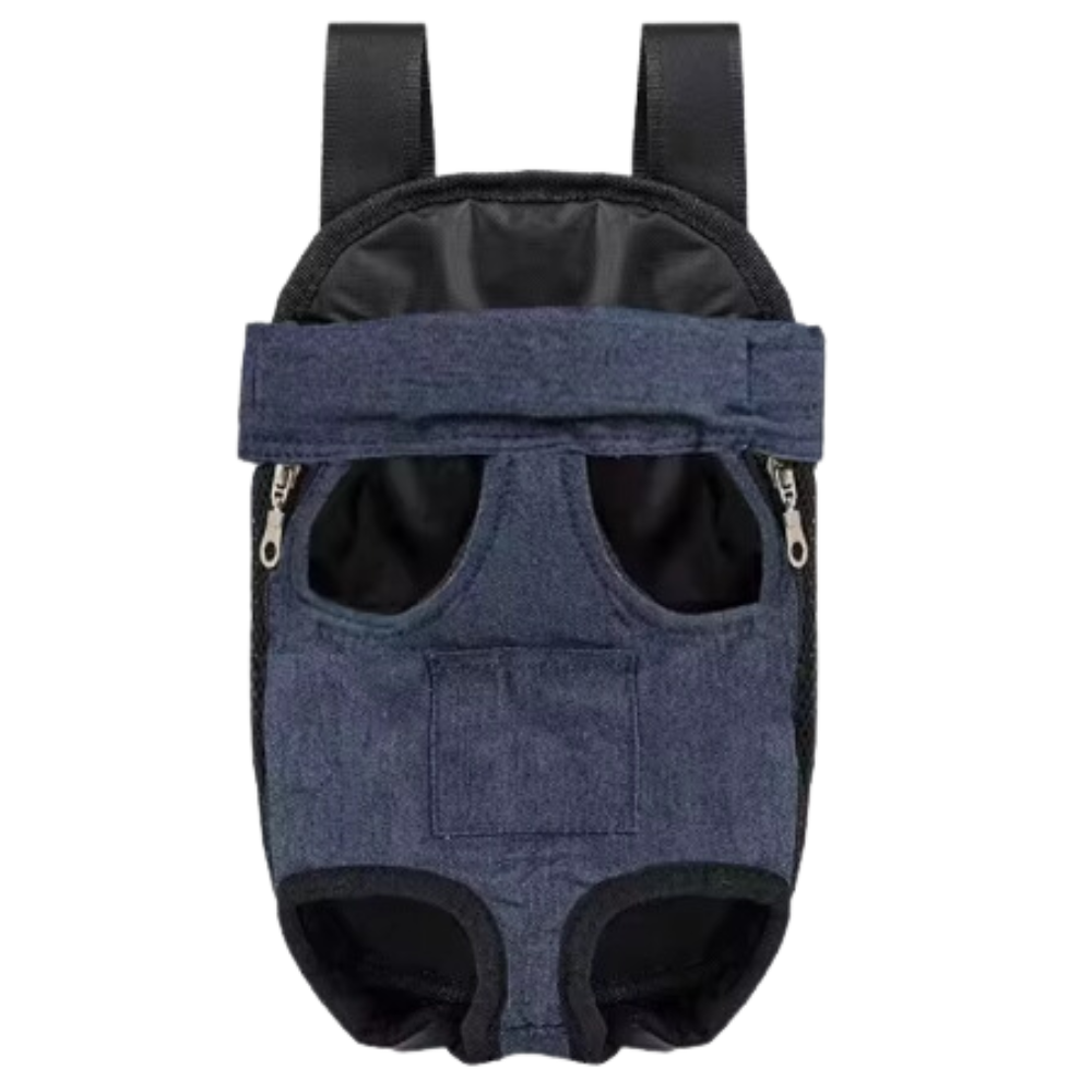 Capa de transporte respirável para gatos e cães da marca Anself, em tom azul escuro, feita para conforto e segurança do pet.