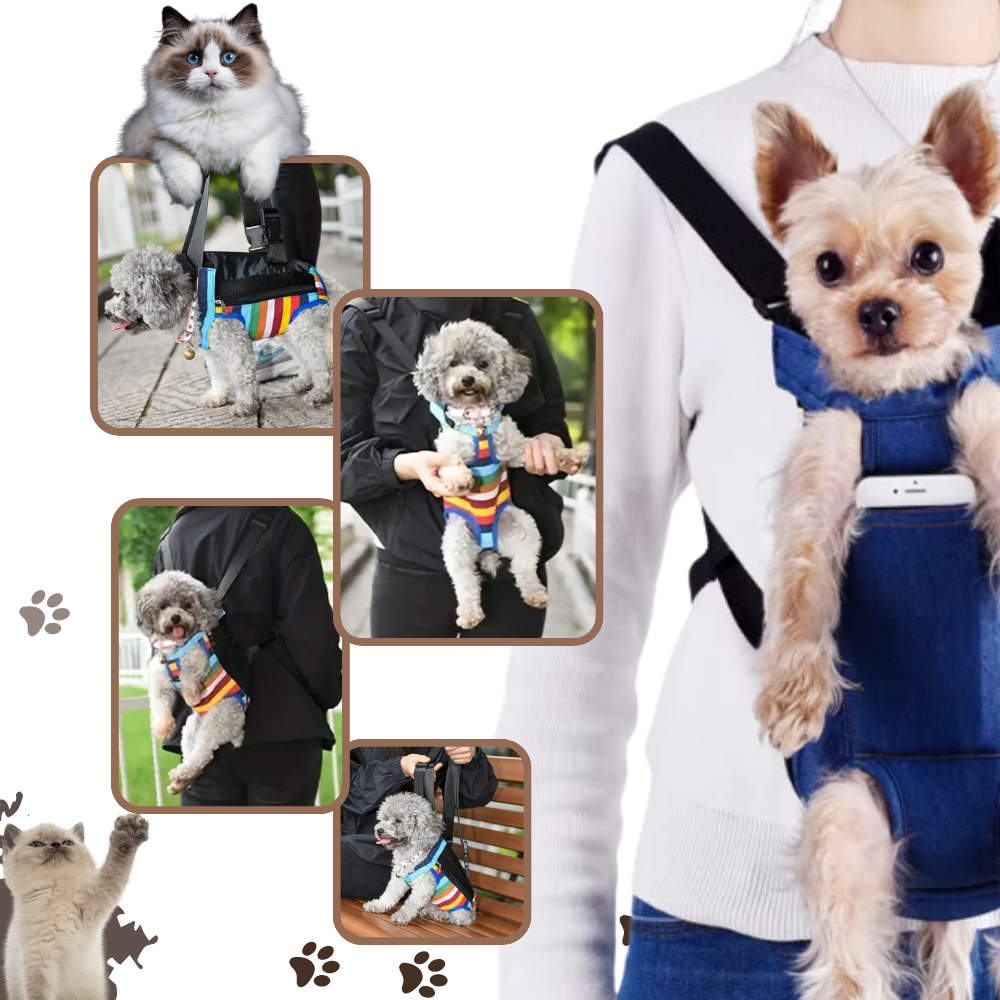 Saco de transporte respirável para gatos e cães da marca Anself, com espaço amplo e tecido arejado para conforto do animal.