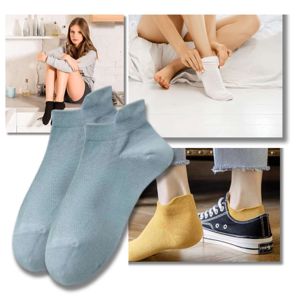 Meias ankle respirantes de algodão macio da Ozerty, confortáveis e ideais para uso diário, com tecido leve e arejado.