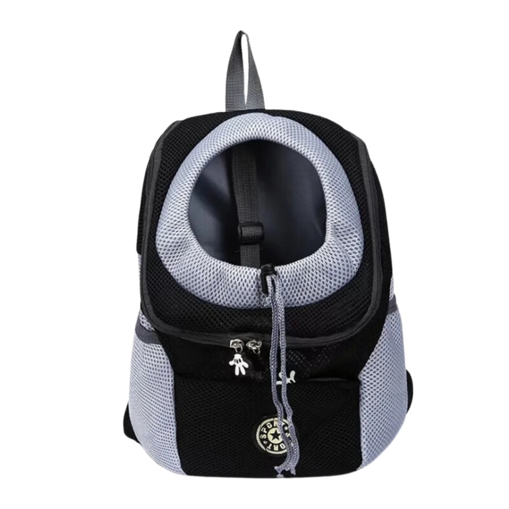 Mochila de transporte respirável para cães da Huahong, acessório preto para levar seu cachorro com conforto e segurança