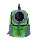 Mochila de transporte respirável para cães da Huahong, acessório para cães, vista de costas em cor verde.