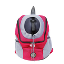Mochila transportadora respirável para cães da Huahong, prática e confortável, em cor rosa vermelha, para carregar seu cachorro com segurança.