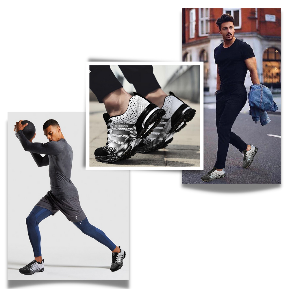 Tênis esportivos masculinos respirantes e versáteis da marca Genérico, com design confortável e leve para prática de atividades físicas.