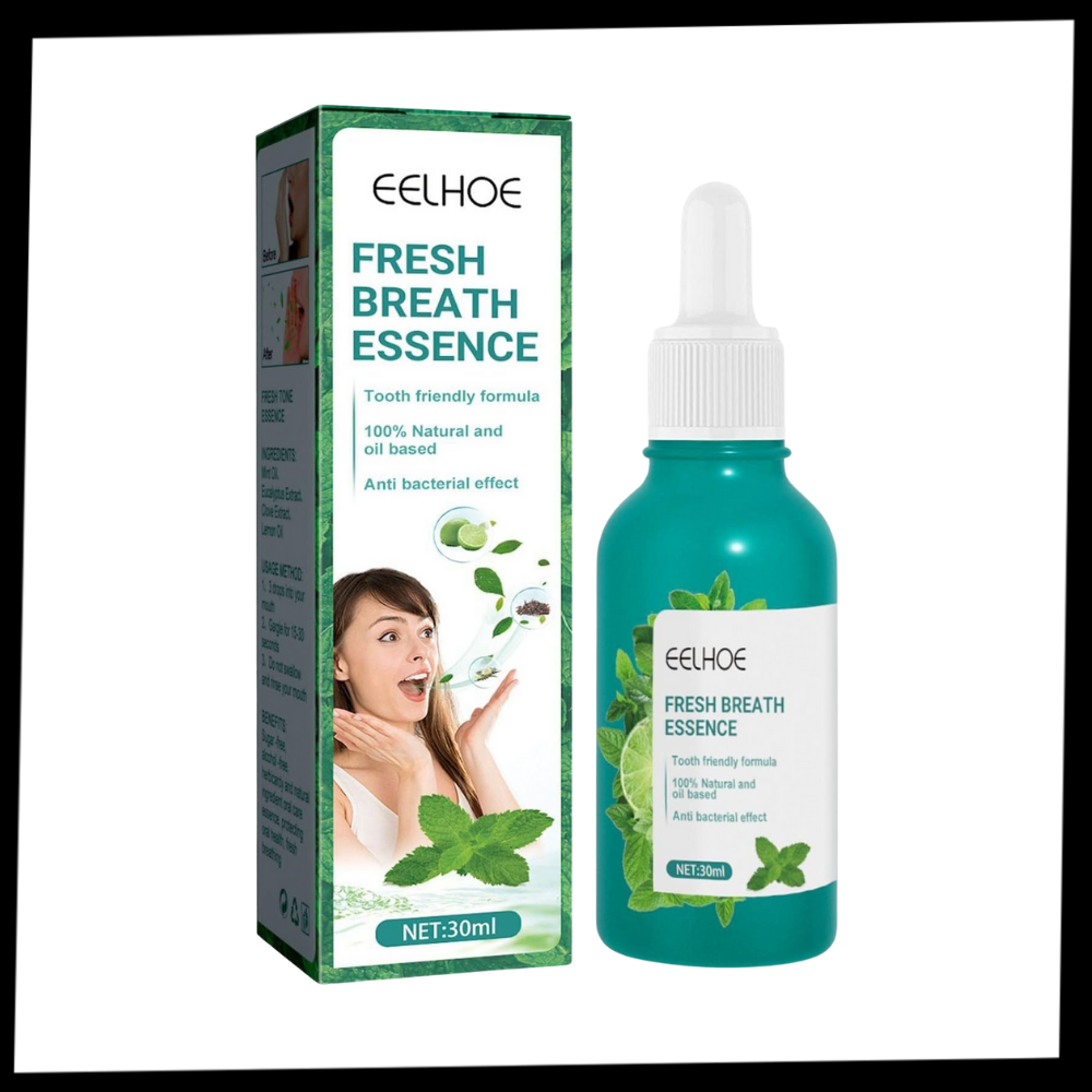 Purificador de hálito à menta da Breatify, produto de cuidados bucais com embalagem e detalhes visíveis na imagem