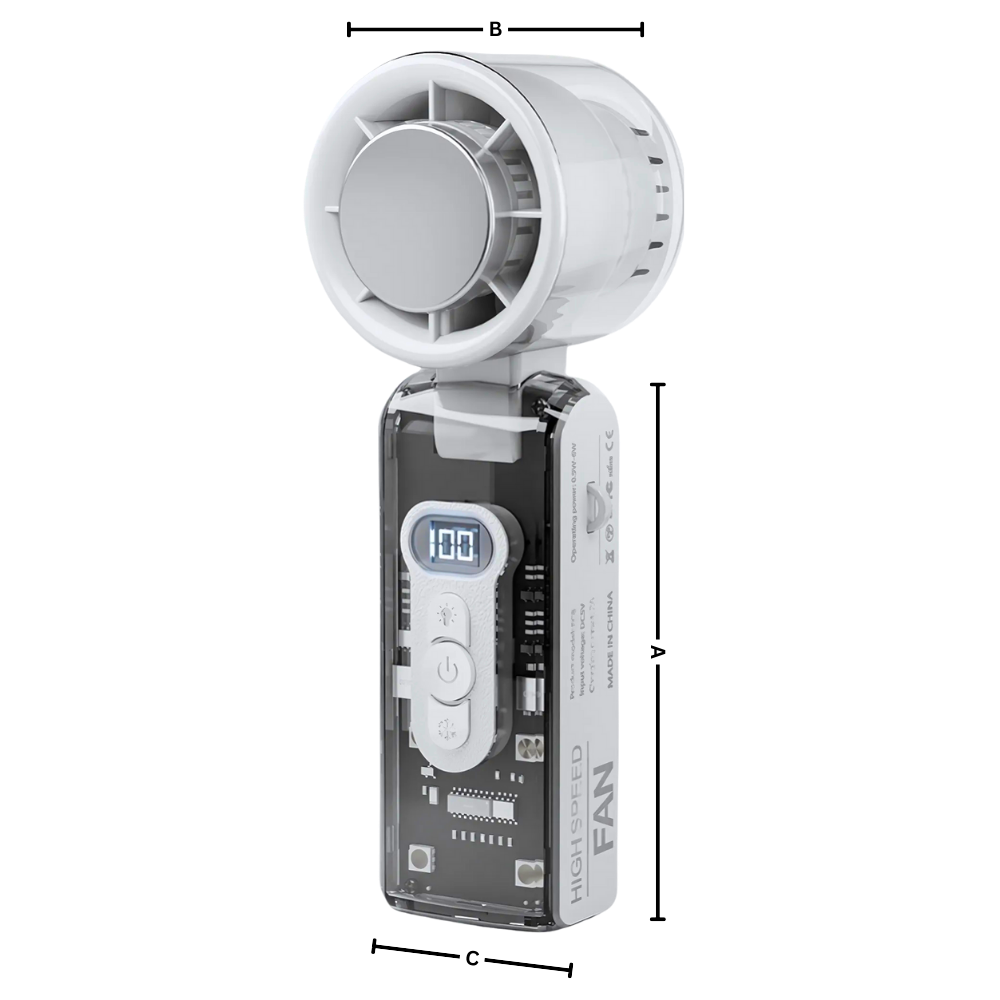 Mini ventilador Turbo portátil Holloyiver, compacto, com hélice e controle de velocidade para resfriamento e aquecimento.