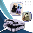 Telefone portátil dobrável Broisae com dual SIM, design azul, foco na tela e estrutura compacta.