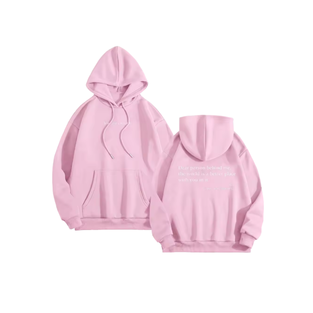 Suéter com capuz oversized cinza escuro para mulheres da Brop Anko, com mensagem motivadora, roupa de lazer confortável.