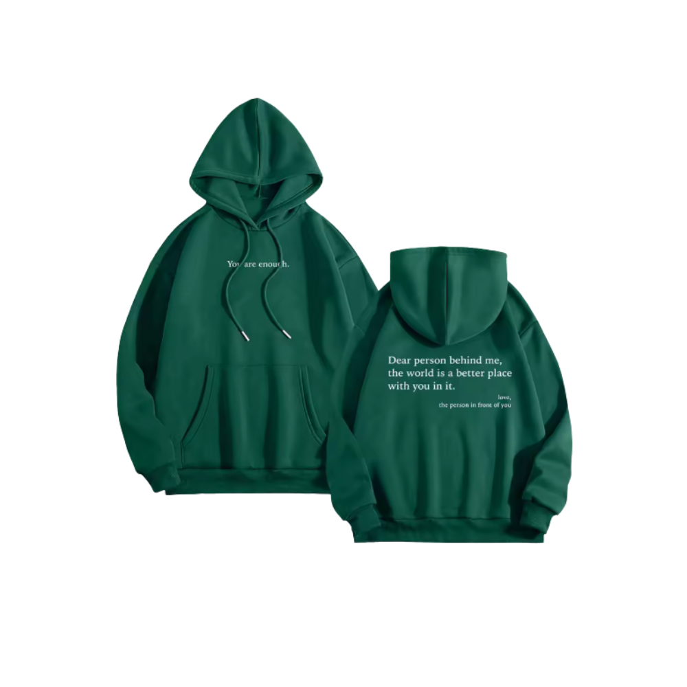 Sweat à capuche oversize pour femmes Brop Anko en gris foncé avec message motivant, vêtement de plein air confortable.