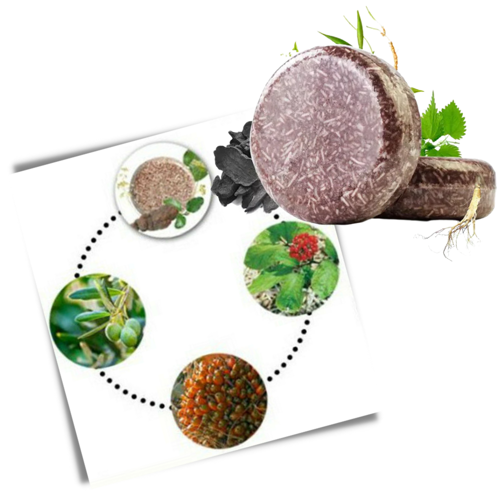 Sabonete capilar noircissant e hidratante da Bsmean, com ingredientes naturais para cabelos escuros e hidratação intensa.