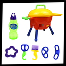Máquina de churrasco de bolhas com brinquedo de atividade, com botões coloridos e compartimento para bolhas.