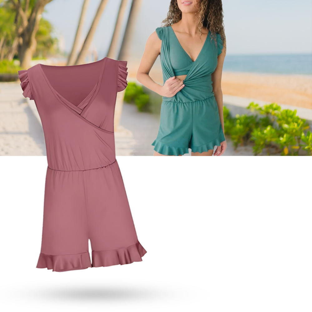 Robe de banho com soutien-gorge integrado da marca Aoiroe, peça de roupas de banho confortável e prática.