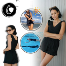 Robe de banho Aoiroe com soutien-gorge integrado, tecido resistente à água, ideal para nadar e relaxar na praia ou piscina.