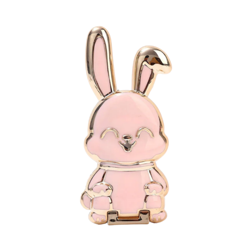 Suporte para telefone Bunny da Henry Store, suporte rosa para celular, com design de coelho, ideal para fixar no balcão ou mesa.