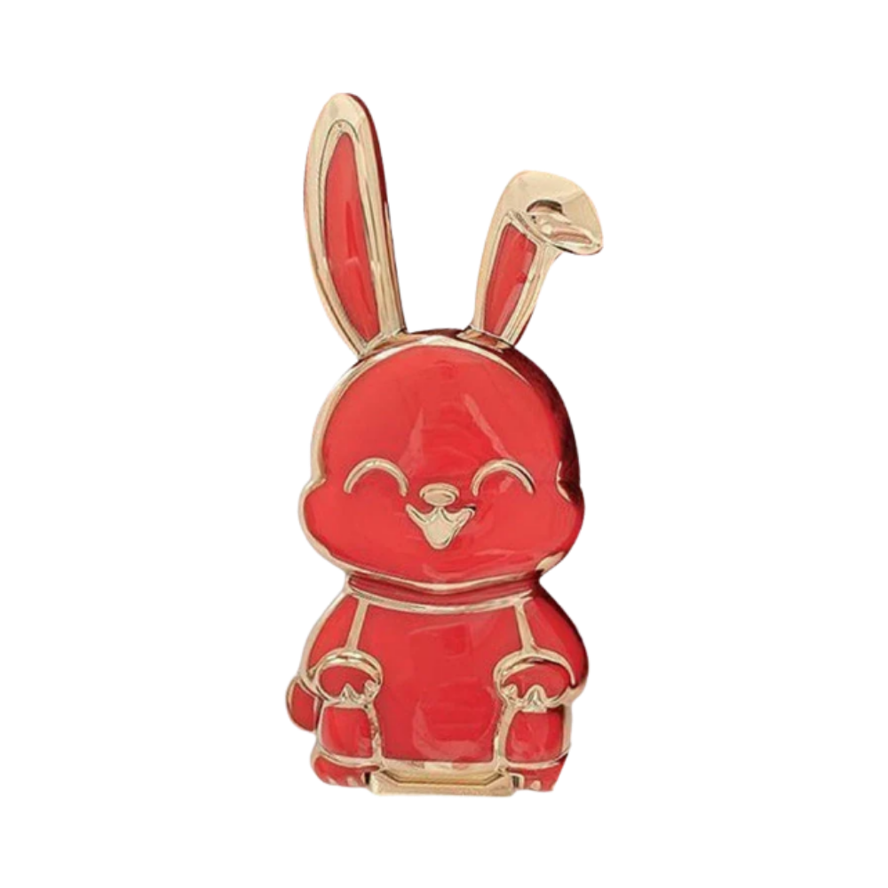 Suporte para telefone Bunny vermelho da Henry Store, suporte de telefonia com design de coelho, ideal para celular e tablets.
