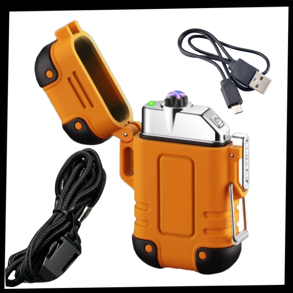Briquet elétrico à plasma da Buodes, de cor preta, para ignição sem fogo, em estilo compacto e moderno.