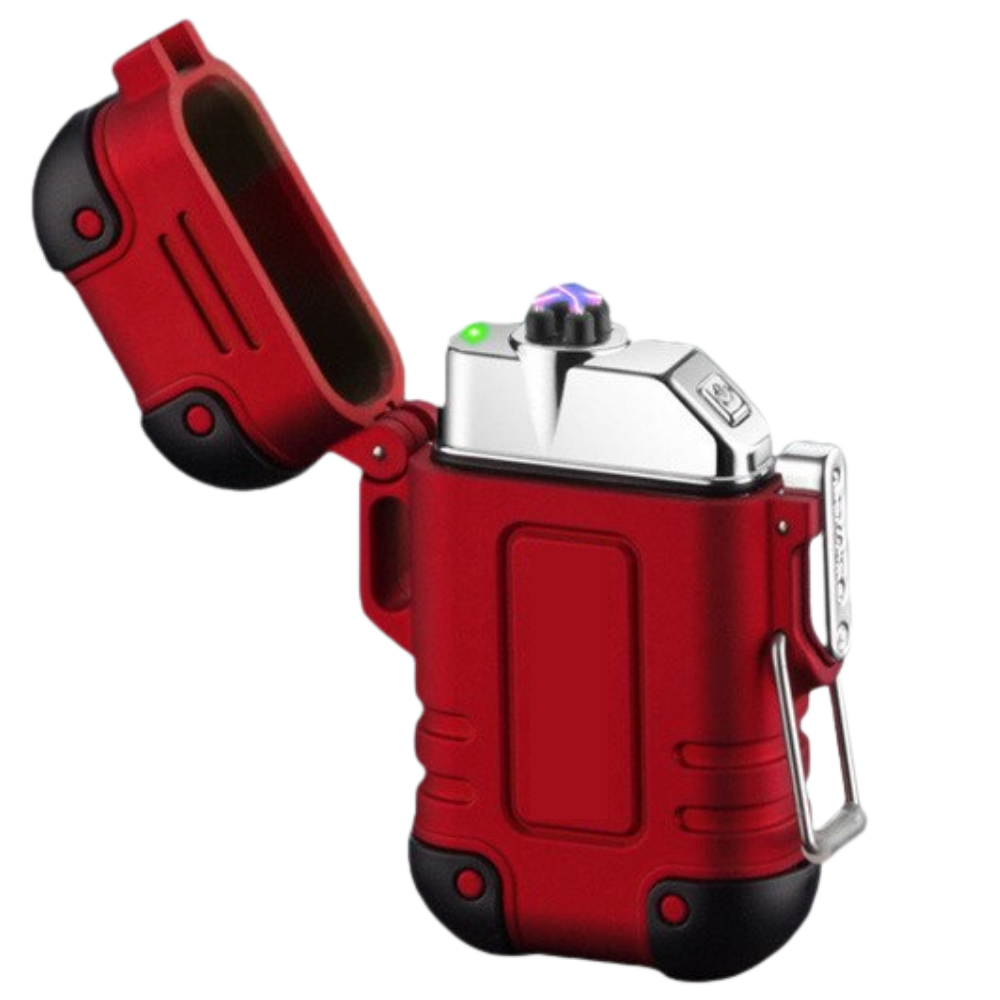 Briquet elétrico a plasma da Buodes, em acabamento preto, para ignição fácil e segura de cigarros ou lareiras.
