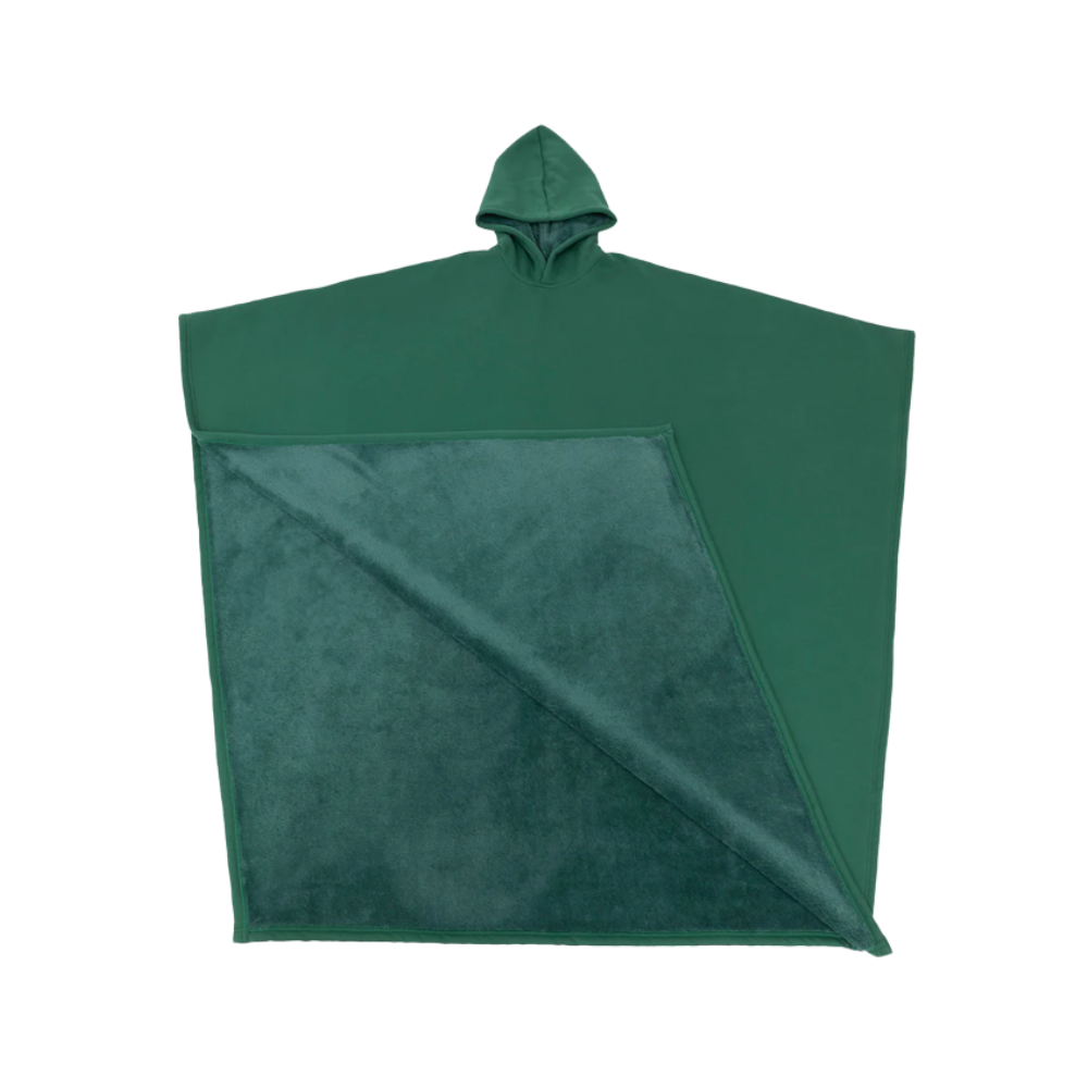 Capa de cobertura com capuz Posh Living, veste de roupas ao ar livre, tecido verde confortável para relaxamento e proteção.