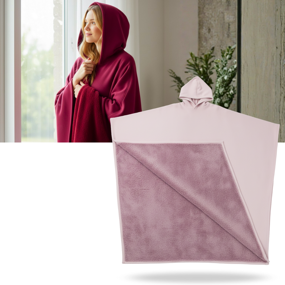 Manto de cobertura com capuz da Posh Living, veste de ar livre com peso para conforto e sensação de segurança.