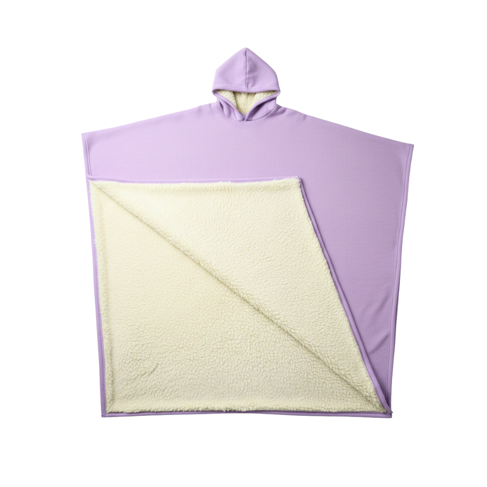 Capa de cobertura pesada com capuz da Posh Living, veste de exterior acolhedora na cor lavanda com detalhes confortáveis