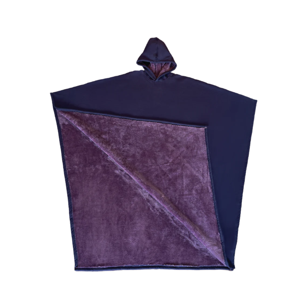 Capa de cobertor pesada com capuz da Posh Living, veste de roupa de exterior em tom roxo, confortável e relaxante.