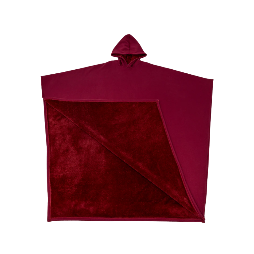 Capa de cobertura pesada com capuz da Posh Living, veste de exterior vermelha, ideal para conforto e relaxamento ao ar livre.