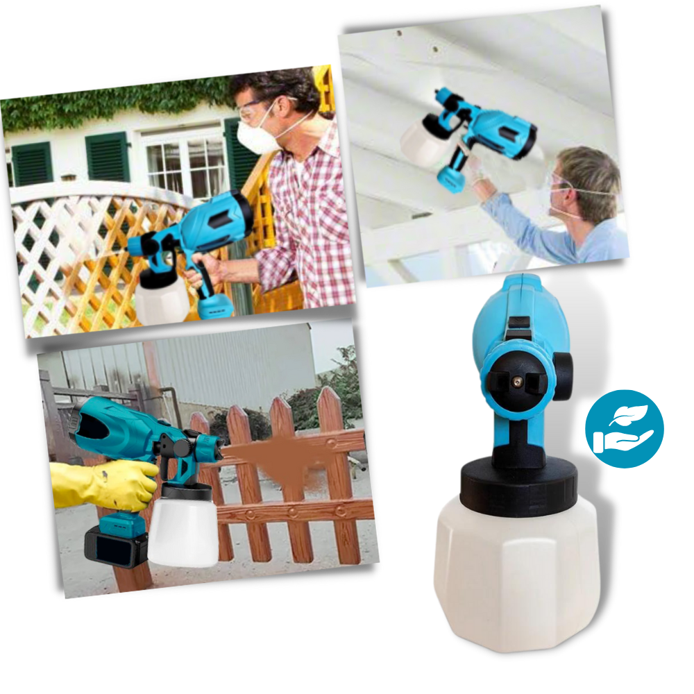 Pistolet à peinture sem fio Carevas de alta pressão, ferramenta de pintura portátil com conectores e bateria de 2000mAh.