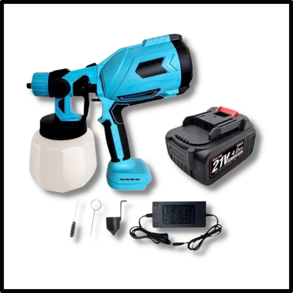 Pistolet à pintura sem fio Carevas de alta pressão, ferramenta de pintura portátil com conectores e bateria de 2000mAh.