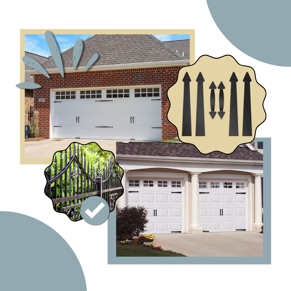 Kit decorativo magnético para portas de garagem da marca Carlendan, com componentes de quincaillerie para portas.