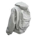 Moletom com capuz cinza da Ozerty France com bolso e mochila integrada, roupa de lazer e atividades ao ar livre.