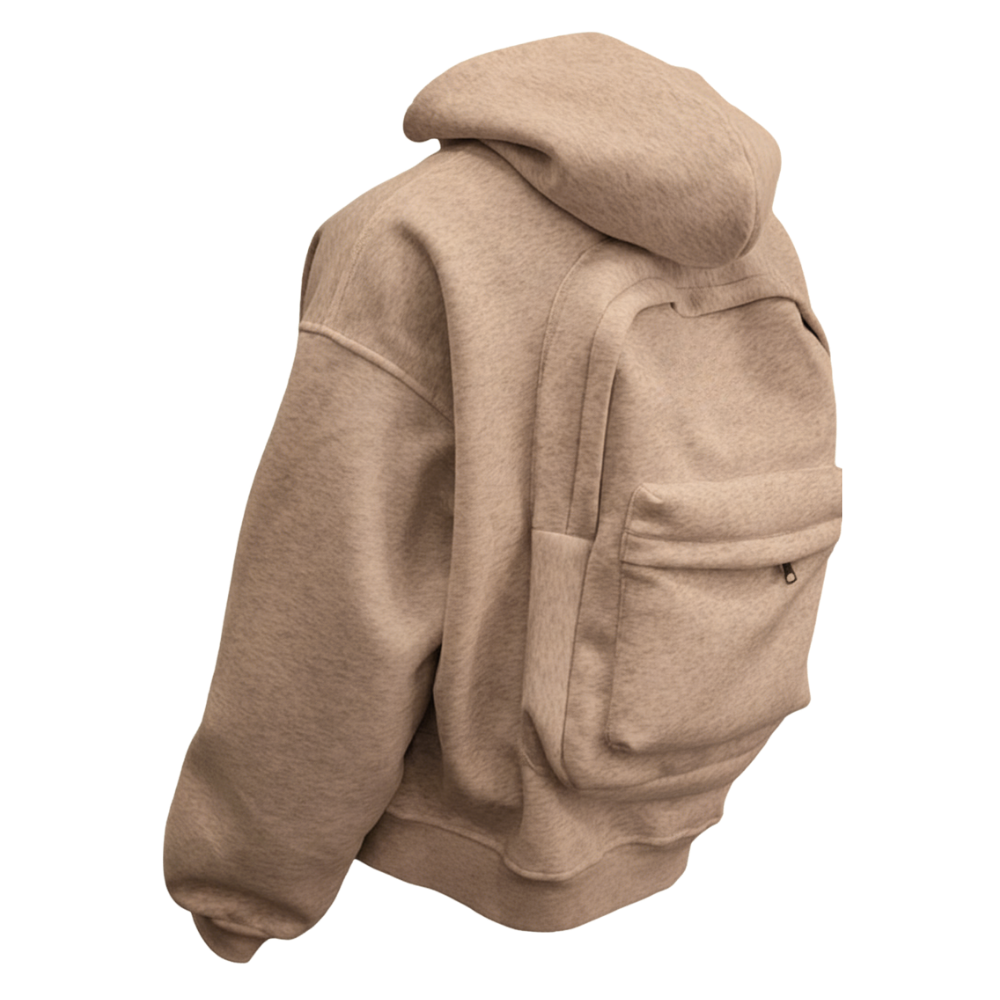 Moletom com capuz e bolso com mochila integrada, em tom cáqui, da Ozerty France, tamanho S a 3XL, roupa de lazer ao ar livre